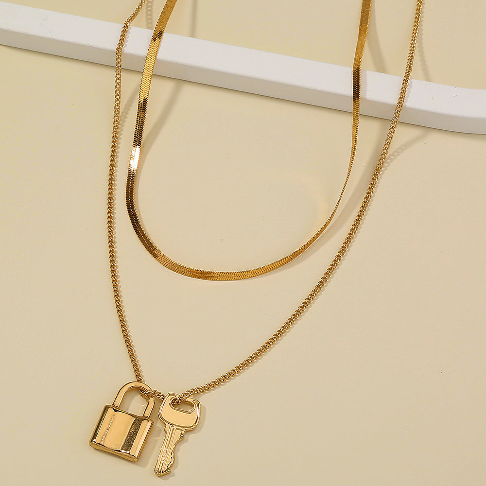 Multi-layer Valentine Lock & Key Necklace
