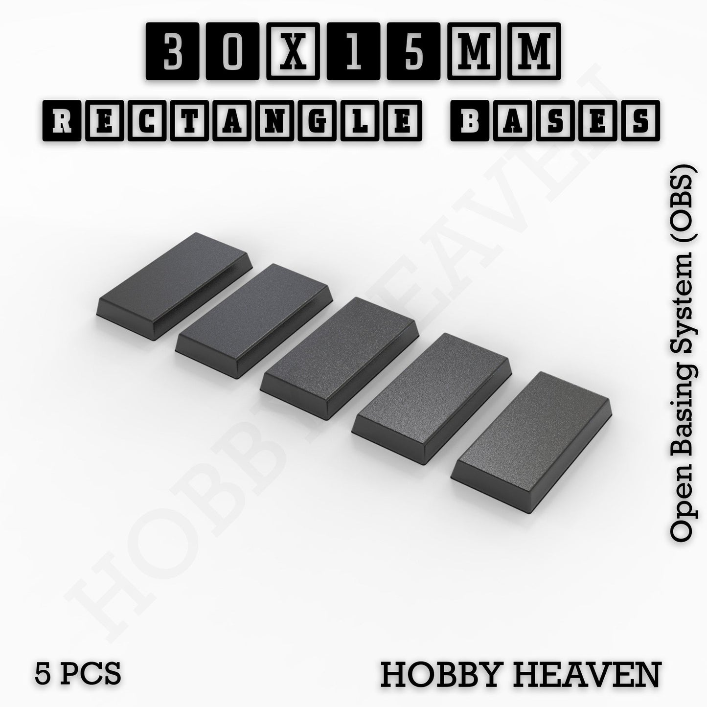 Rectangle Bases Range Sizes - 75x30mm to 125x40mm Medium Sizes 3d Print Full Range Tabletop Games