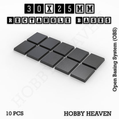 Rectangle Bases Range Sizes - 20x15mm to 75x25mm Small Sizes 3d Print Full Range Tabletop Games