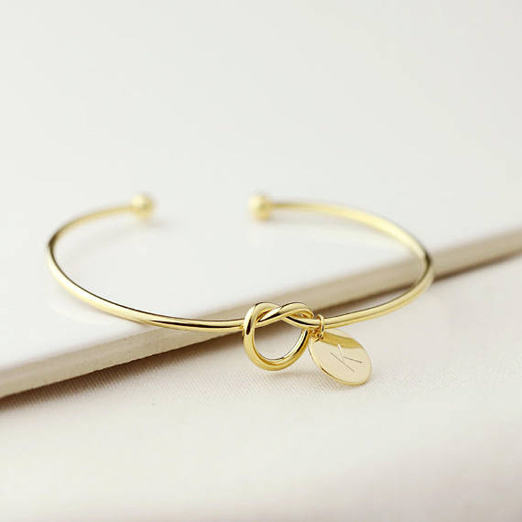 Personalized Initial Heart Knot Bracelet