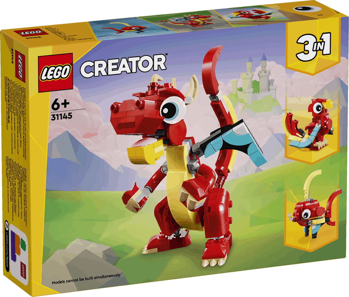 Lego Creator 3 in 1 31145 Red Dragon Buildable Playset for Ages 6 & Up