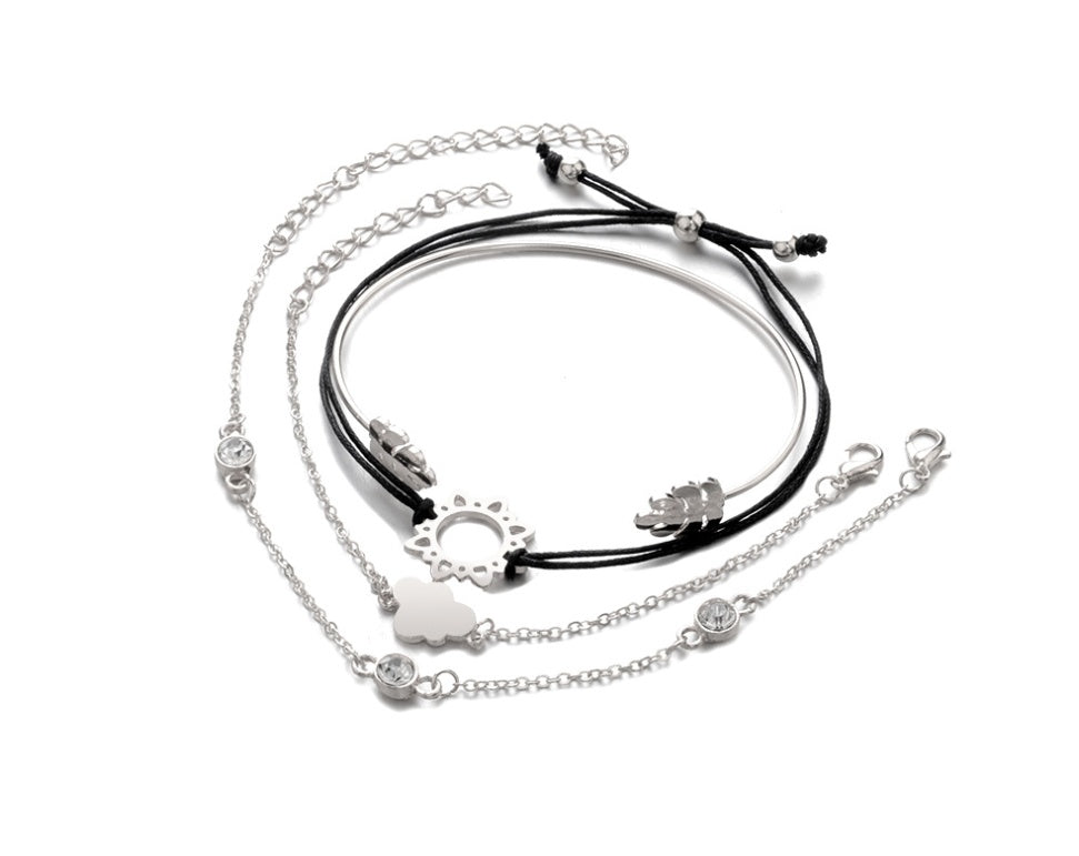 Crystal Wedding Bracelet Sets 4Pcs