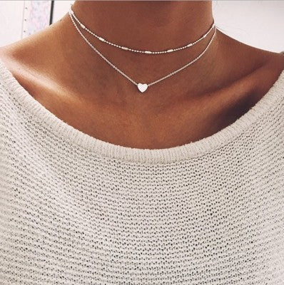 Multi-Layer Necklace – Heart, Moon & Star Pendant