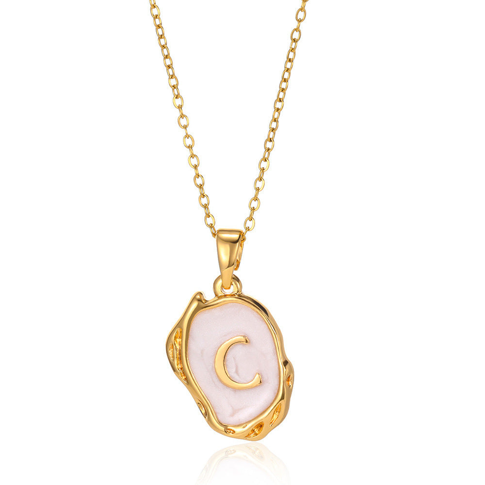 26 Letters Drop Oil Three Dimensional Necklace
