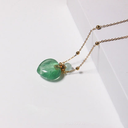 Natural Heart Crystal Perfume Bottle Necklace