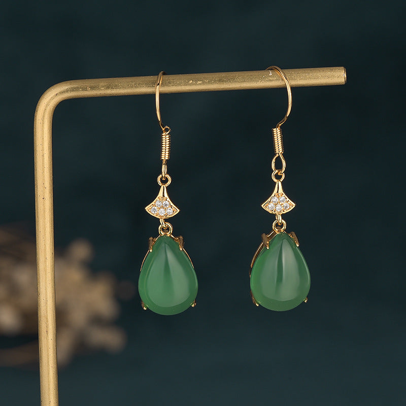 Natural Chalcedony Tassel Earrings