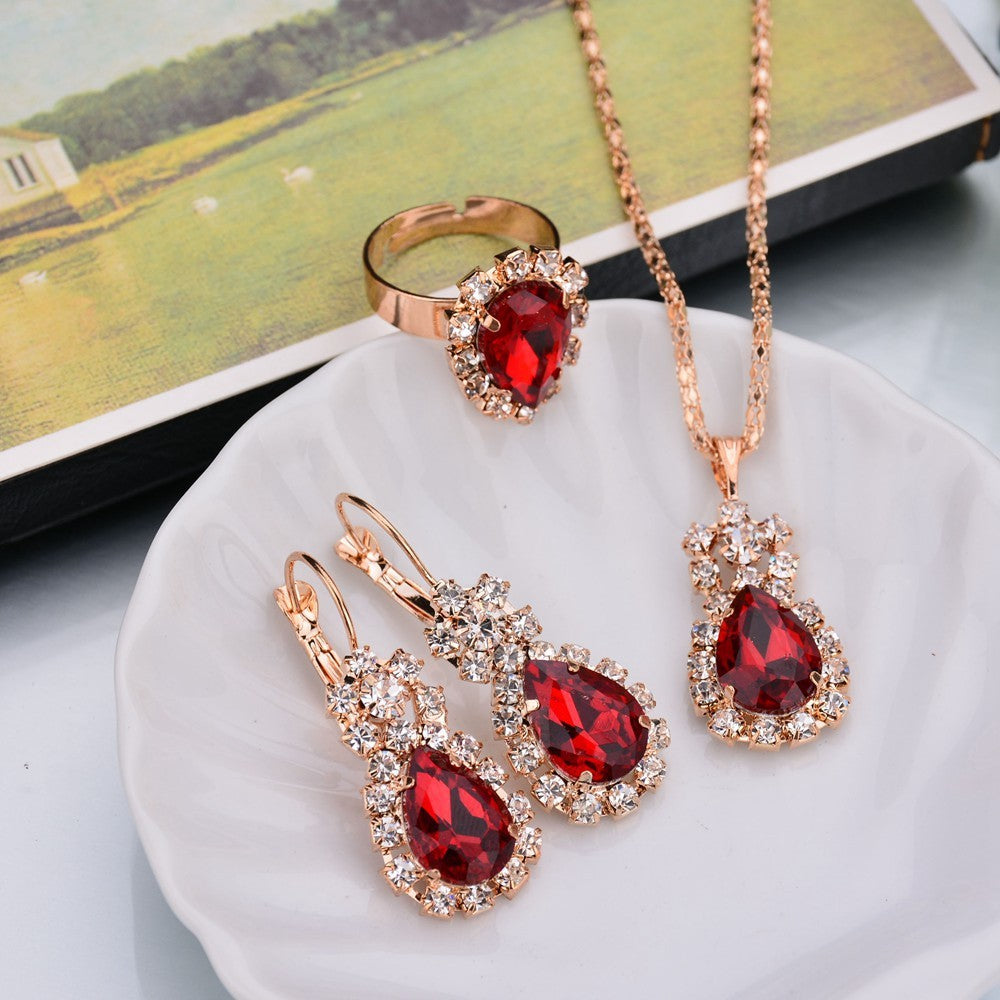 Water Drop Diamond Necklace, Earrings & Rings Sets