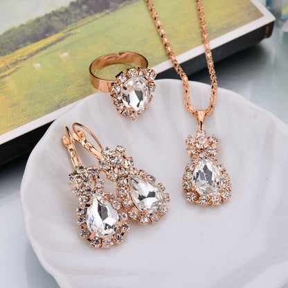 Water Drop Diamond Necklace, Earrings & Rings Sets