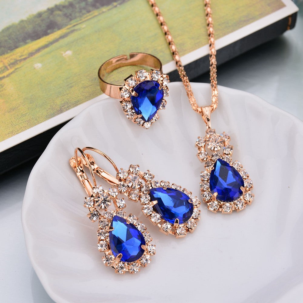Water Drop Diamond Necklace, Earrings & Rings Sets