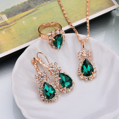 Water Drop Diamond Necklace, Earrings & Rings Sets