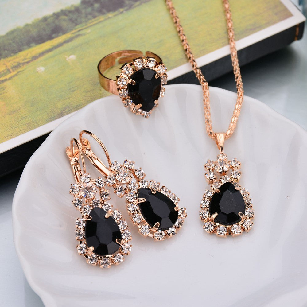 Water Drop Diamond Necklace, Earrings & Rings Sets