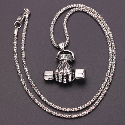 Gym Dumbbell Pendant Necklace