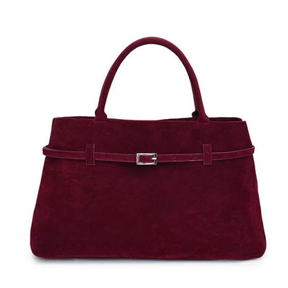 Solid Faux Suede Handbag