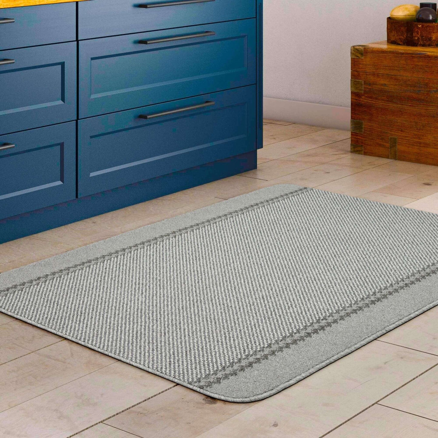 Washable Designer Bordered Grey Rug | 116G