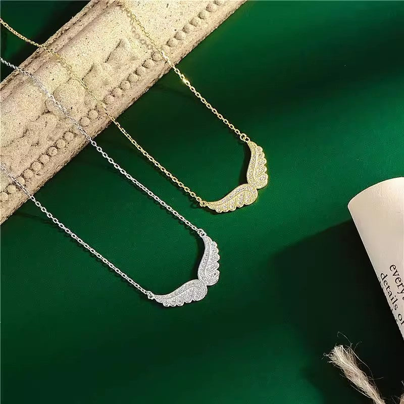 Cubic Zirconia Angel Wings Pendant Necklace