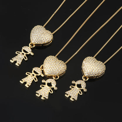 Son Daughter Heart Pendant Necklace
