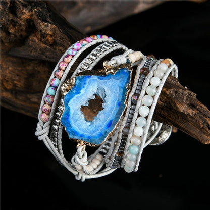 Boho Bracelet with Natural Stones Charm