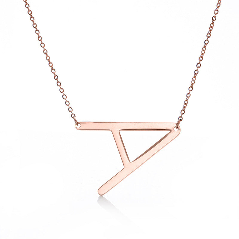 Big Initial Letter Pendant Necklace, Gold Silver, and Rose Gold