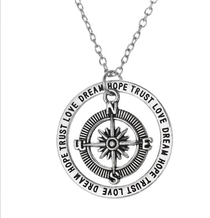 Love Hope Faith Dream Compass Pendant Necklace