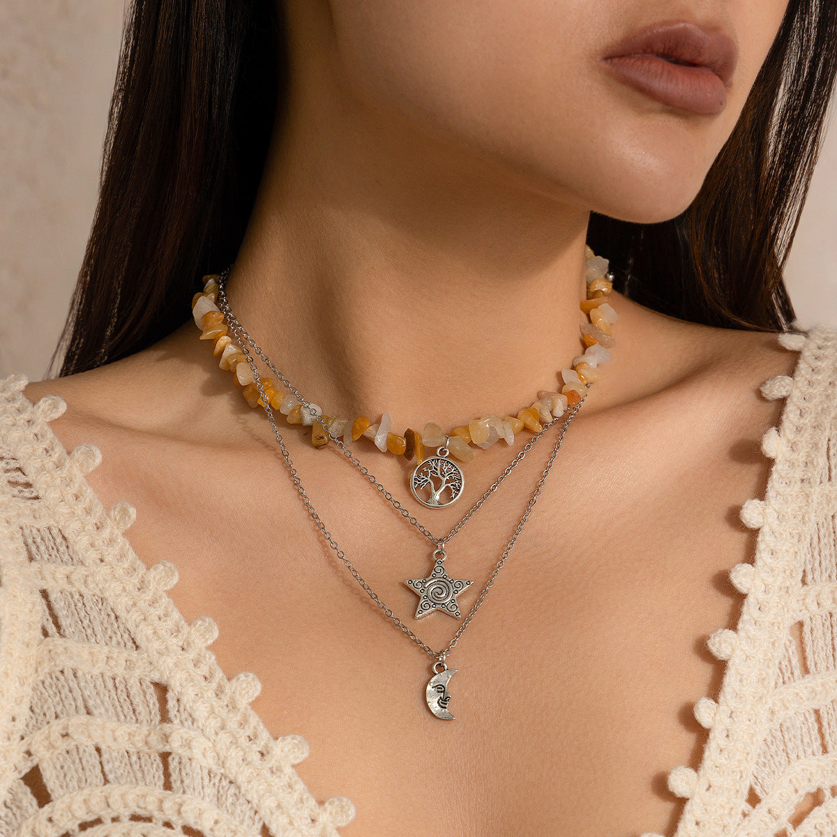 Multi-Layer Irregular Gravel Beach Necklace