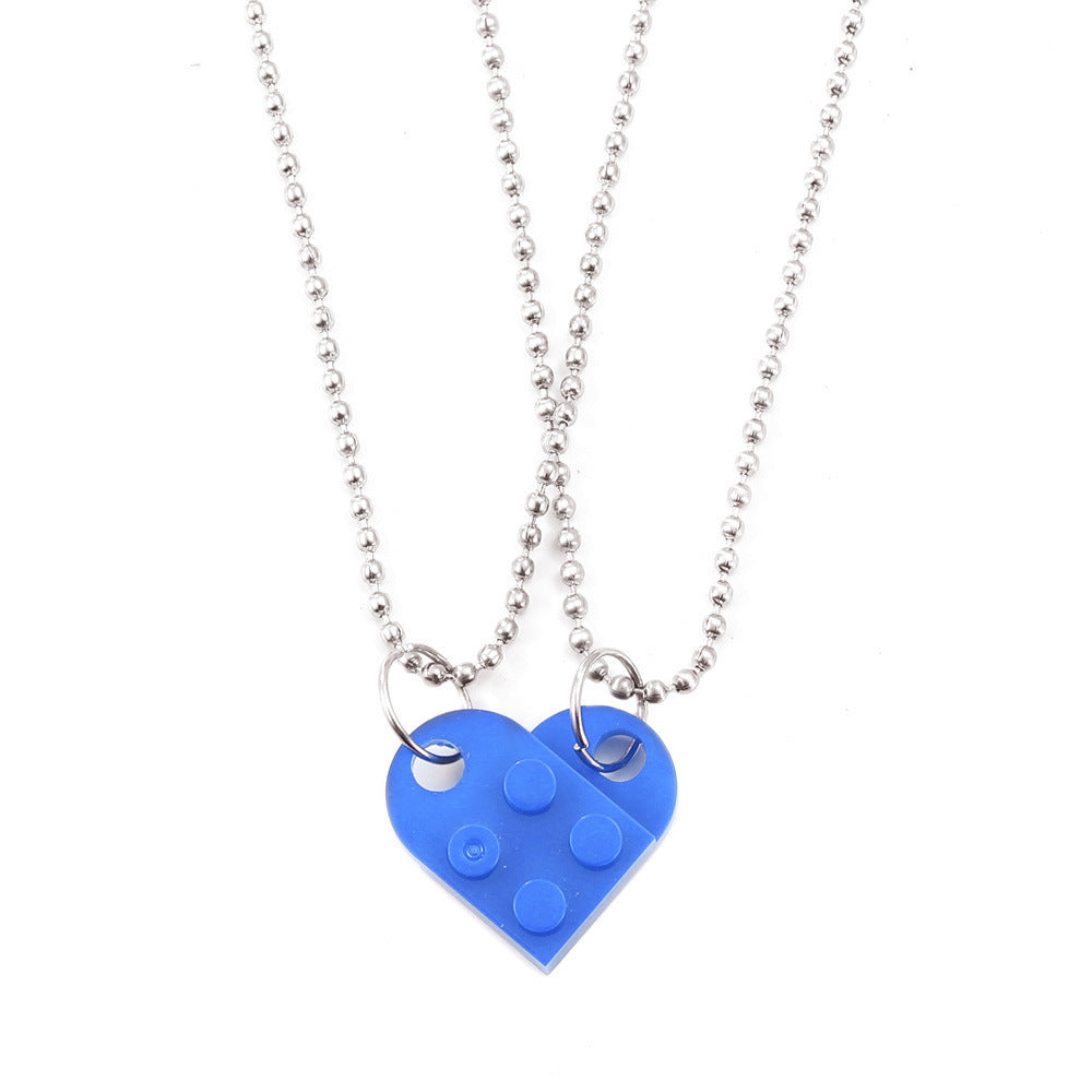 Brick Gift Heart Necklace, 2pcs Set