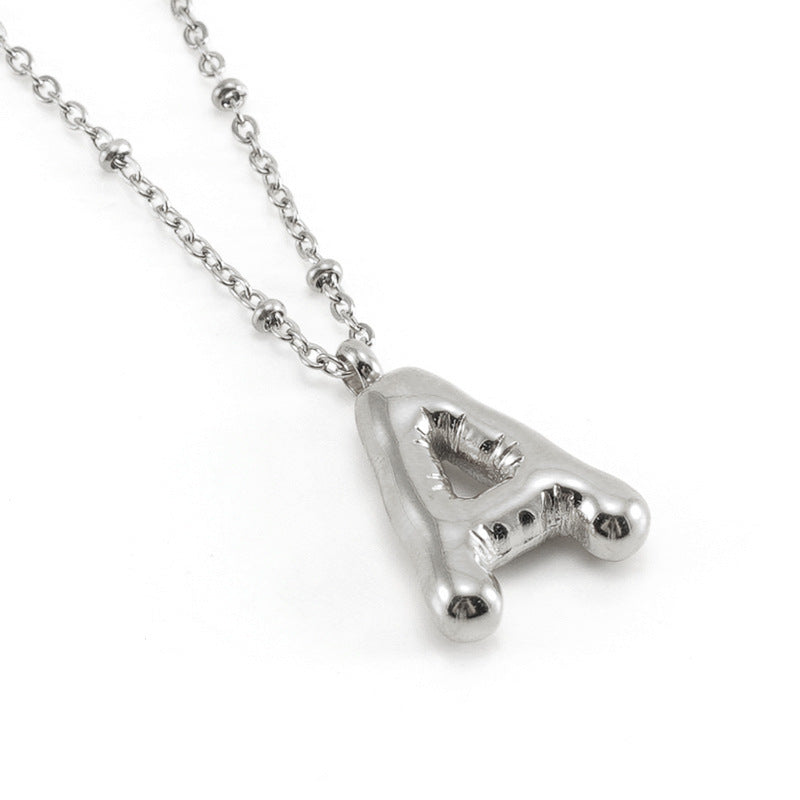 Bubble Letter Pendant Necklace A-Z
