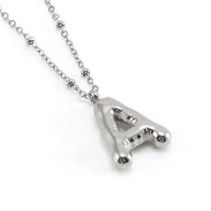 Bubble Letter Pendant Necklace A-Z