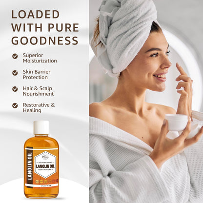 Lanolin Oil 8oz - Cold-Pressed & Unrefined | Skin, Lips & Hair Hydration | 33RD PARALLEL SOAP CO.