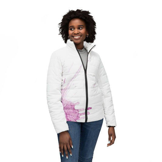 Watercolour Pink Splash - Womens Puffer Jacket