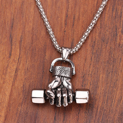 Gym Dumbbell Pendant Necklace