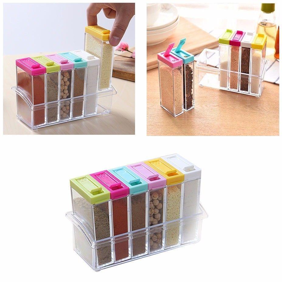 6Pack Durable Plastic Spice Jars Set