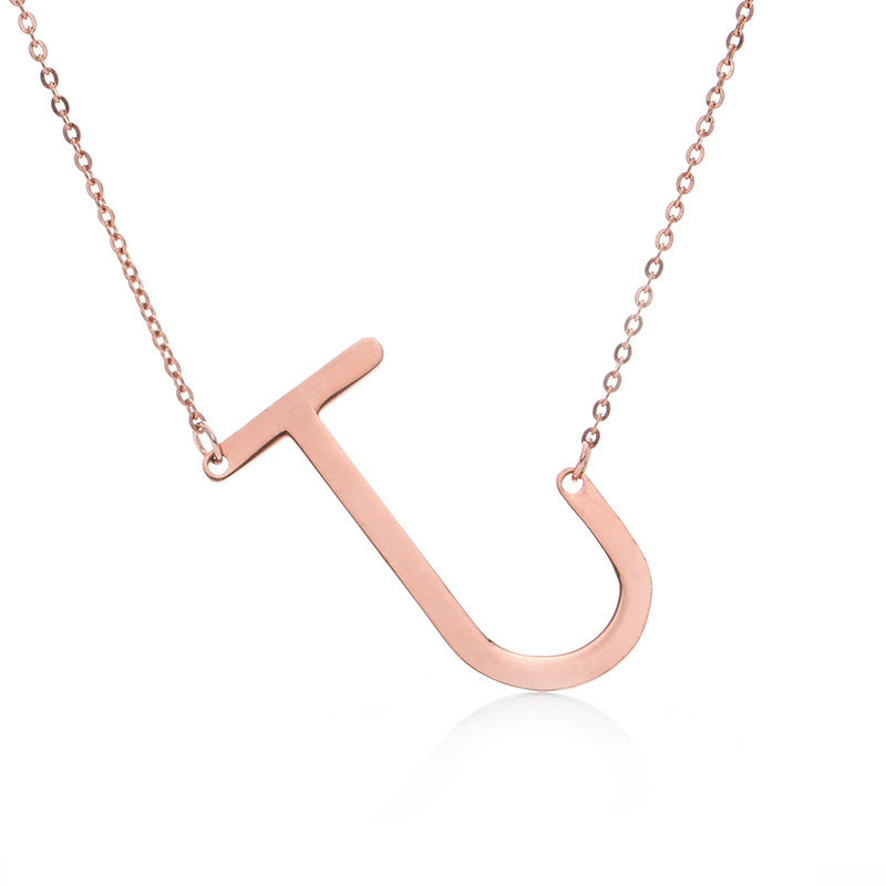 Big Initial Letter Pendant Necklace, Gold Silver, and Rose Gold