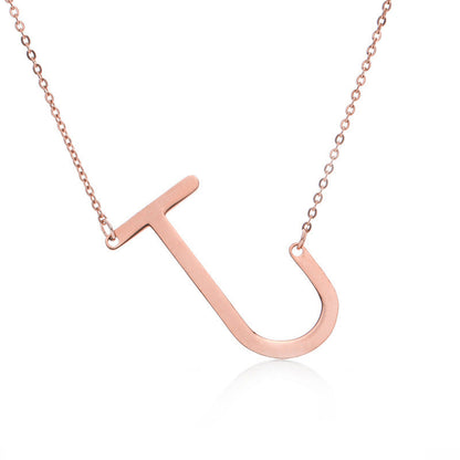 Big Initial Letter Pendant Necklace, Gold Silver, and Rose Gold