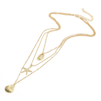 Multi-Layer Starfish Scallop Shell Necklace