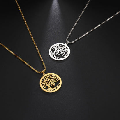 Hollow-out Bristle Tree Pendant Necklace