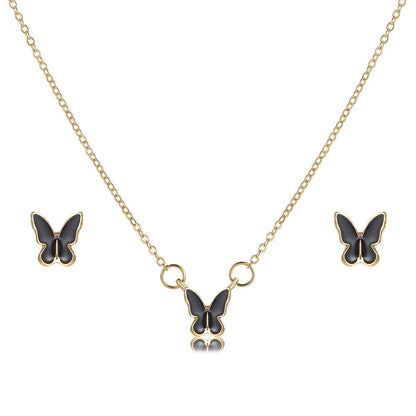 Butterfly Earrings & Necklace Jewellery Set