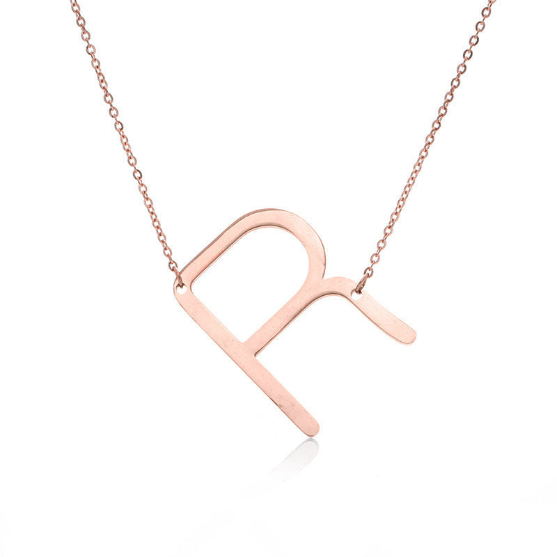 Big Initial Letter Pendant Necklace, Gold Silver, and Rose Gold