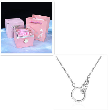 Ring Through Heart Interlocking Pendant Necklace
