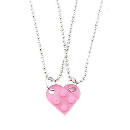 Brick Gift Heart Necklace, 2pcs Set