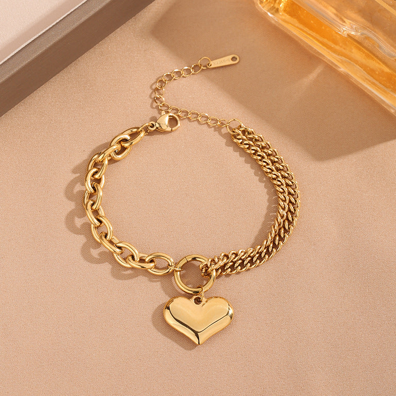 Double Layer Peach Heart Bracelet