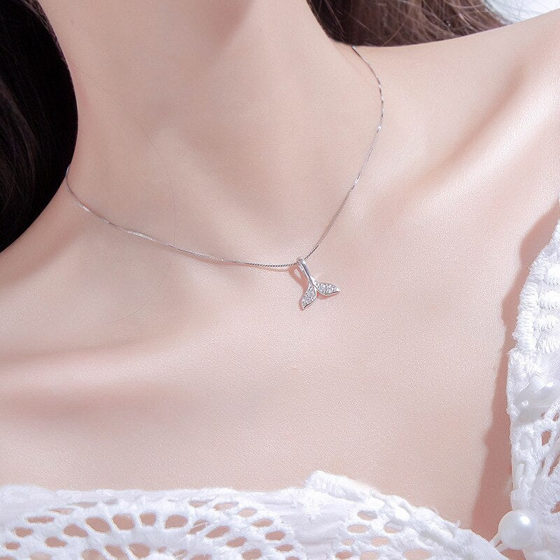 S925 Sterling Silver Mermaid Tail Necklace