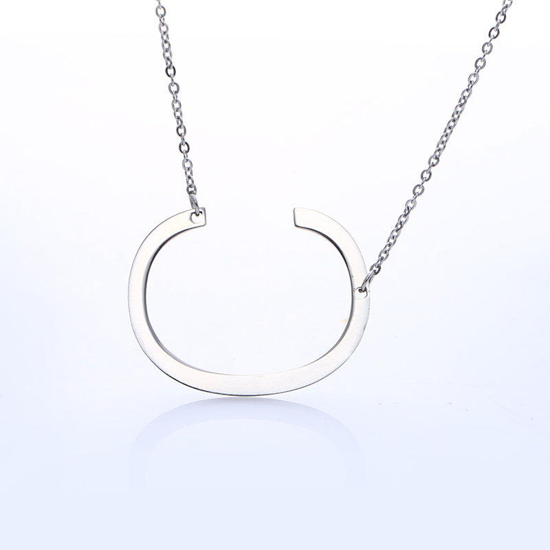 Big Initial Letter Pendant Necklace, Gold Silver, and Rose Gold