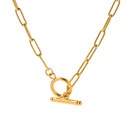 Gold Geometric Stainless Steel OT Chain Necklace