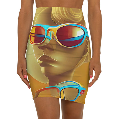 Retro Cool Orange - Womens Pencil Skirt