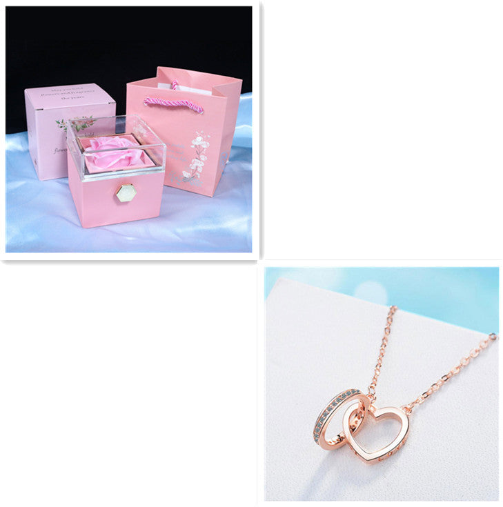 Ring Through Heart Interlocking Pendant Necklace