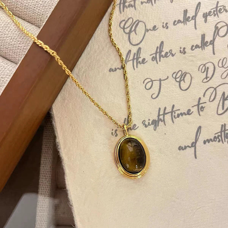 Tiger Eye Retro Pendant Necklace