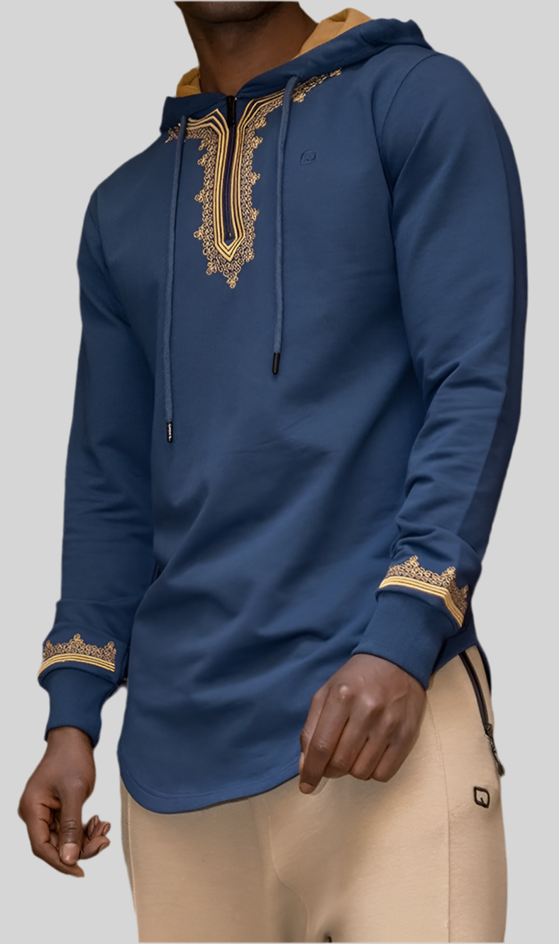 QL Longline Etniz Sweat MA in Navy Blue and Gold