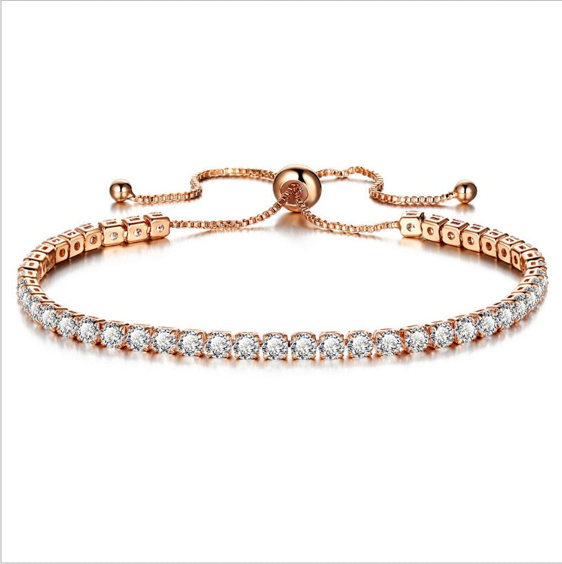 Gold Push Pull Zircon Bracelet