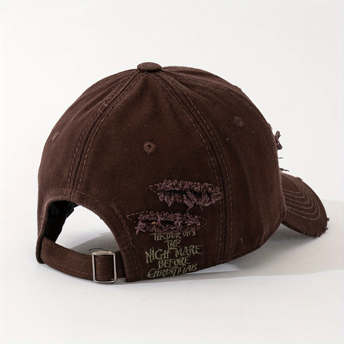 Lightweight Design Adjustable Baseball Cap with Embroidered Back Text, Distressed Multi-Layer Fabric Design –