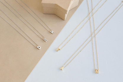 Tiny Initial Necklace, Gold & Silver